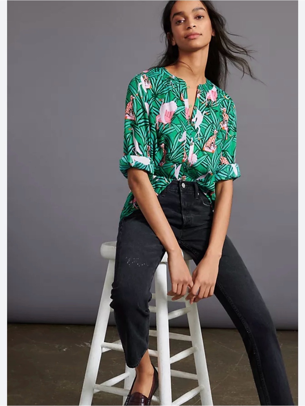 Anthropologie Kendra Dandy print buttondown shirt EUC - Picture 3 of 4